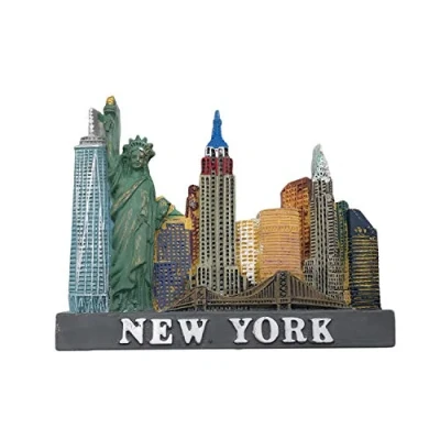 Image of USA 3D New York Landmark Refrigerator Magnet Tourist Travel Souvenirs Handmade Resin Craft Magnetic Stickers Home Kitchen Decoration America Fridge Collection Gift