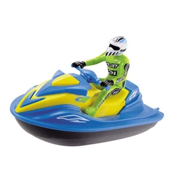 Image of Dickie Toys 203772003 Battery Operated Jet Ski with Figure, Toy Ski, Floating, Random, 18 cm, Age 3 and Up,Blue/Yellow