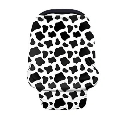 Image of Binienty Cow Print Stretchy Car Seat Covers for Baby Boys Girls Infants, Breathable Babies Stroller Cover Canopies, Shower Gifts