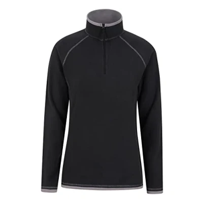 Image of Mountain Warehouse Montana Womens Microfleece Breathable Ladies Sweater, Quick Drying Pullover, Warm Fleece Jacket, Half Zip For Autumn Winter, Travelling, Outdoors Black Women&#039;s Size 8