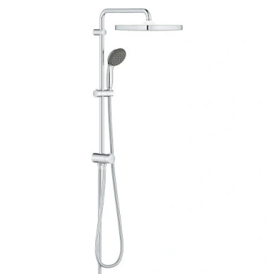 Image of GROHE Vitalio Start 250 Flex Shower System with Diverter (Water Saving Technology, Soft Square 25 cm 2 Spray Head Shower, 10 Hand Compatible All Existing Valves), Chrome, 26698000
