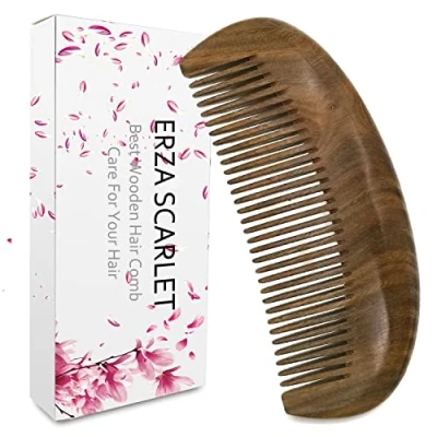 Image of ERZA SCARLET Real Natural Green Sandalwood Wooden Comb/Boutique Hair Comb (Standard tooth)