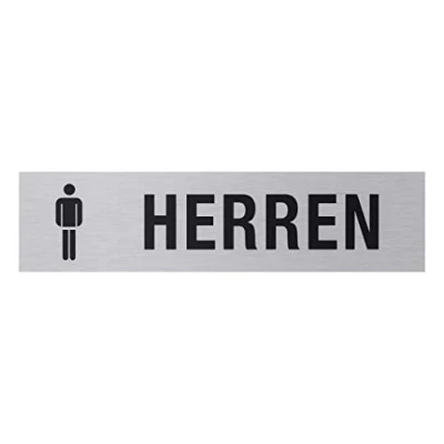 Image of Metafranc 507080 Adhesive Sign &quot;Men&quot; 160 x 40 mm Aluminium In Modern Stainless Steel Look Self Back/Signage/Information Sign/Door /
