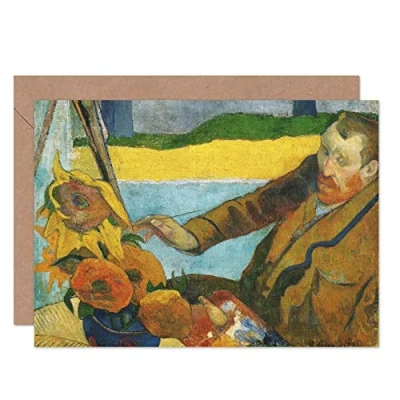 Image of Artery8 Paul Gauguin Vincent Van Gogh Painting Sunflowers Fine Art Greeting Card Plus Envelope Blank Inside