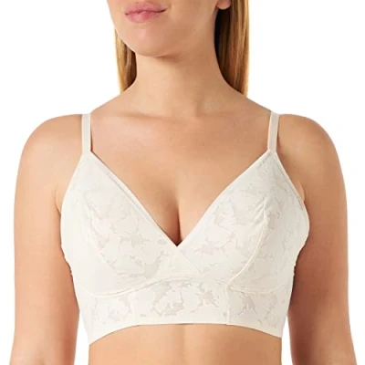 Image of Sloggi Women&#039;s Zero Lace 2.0 Longline Bra Non Wired, Fresh Powder, XL