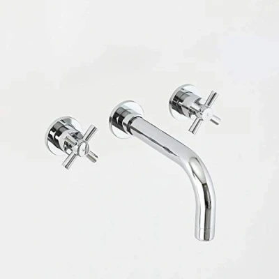 Image of Milano Select Modern Wall Mounted Bathroom Basin Mixer Tap Crosshead Handles Chrome