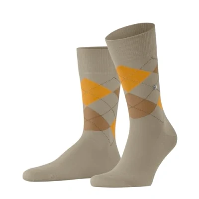 Image of Mens 1 Pair Burlington King Argyle Cotton Socks Beige 6.5 11