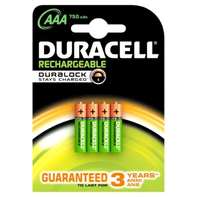 Image of Duracell Stay Charged Rechargeable AAA (LR03) Batteries 750 mAh