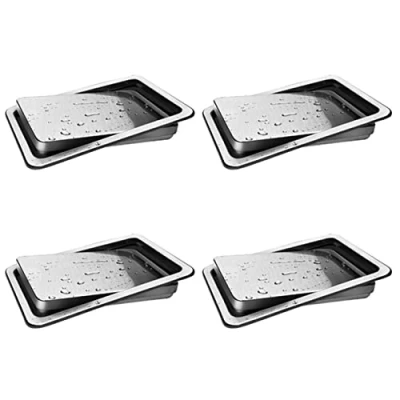 Image of 4X Stainless Steel Garbage Flap Lid Trash Bin Cover in Balance Swing