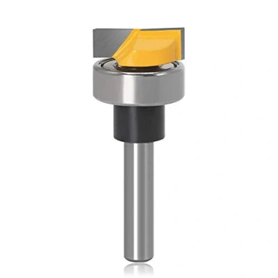 Image of Mesee Flush Trim Hinge Mortising Template Router Bit with Ball Bearing Woodworking Cutter Milling Cutting Tool, 1/4 Inch Shank