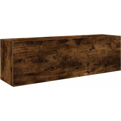 Image of vidaXL Bathroom Wall Cabinet Smoked Oak 100x25x30cm Engineered Wood Modern Multi room Storage Solution