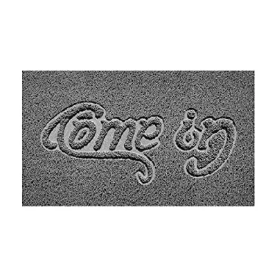 Image of Nicoman Embossed Spaghetti Door Mat Dirt Trapper Jet Washable Doormat 70x43cm (Grey, COME IN) Use Indoor or Sheltered Outdoor