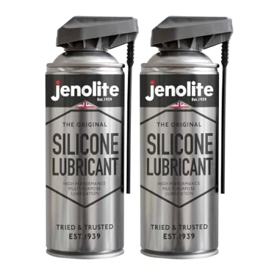 Image of JENOLITE Silicone Spray Lubricant 2 x 400ml SMART STRAW Multi Purpose Heat Resistant, All Weather Protection, Repels Dirt &amp; Moisture, Non Toxic
