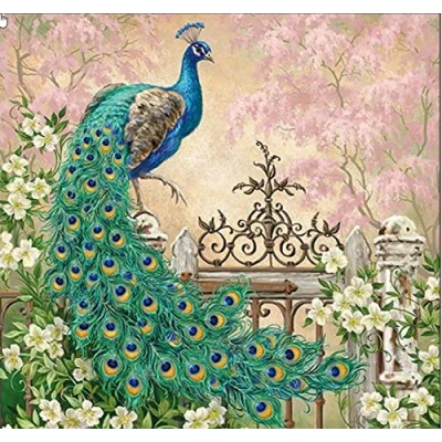 Image of Birsppy 20 Napkins Peacock in Full Elegance Animals Table Decoration 33 x cm