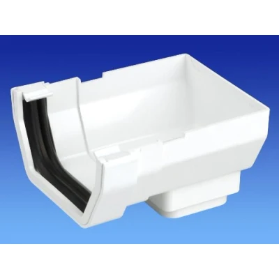 Image of Wavin OSMA Squareline 100mm White Guttering Range (StopEnd Outlet)