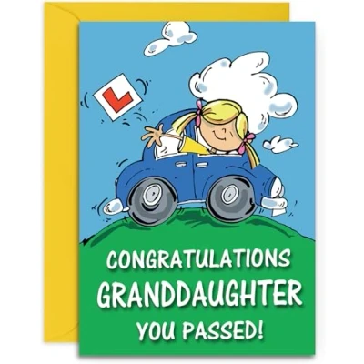 Image of Granddaughter Driving Test Pass Congratulations Card Medium Sized