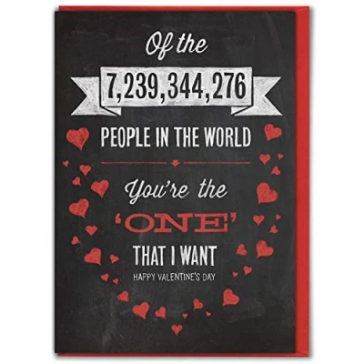 Image of Brainbox Candy Funny Valentines Cards &#039;You&#039;re The One That I Want&#039; Cute Witty Day for Him Her Boy Girlfriend Husband Wife Partner