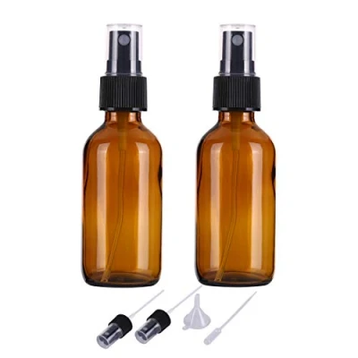 Image of 60ml Empty Amber Glass Spray Bottles for Essential Oils,Small Refillable Travel Fine Mist Bottles,Homemade Cleaners and Aromatherapy with Dispenser(2 Pack)