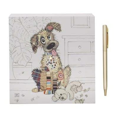 Image of Lesser &amp; Pavey Funky Art Memo Pad Artistic Square Block For Office, Home or Schools Murphy Mutt With Lovely Designs Bug