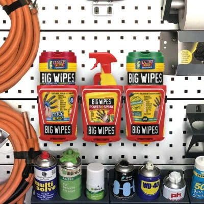 Image of Big Wipes Van System, All in 1 Racking Dispensing &amp; Cleaning System Easy Fix, Mountable. Full Kit Cleans Surfaces, Tools Hands. Industrial + Power Spray 3 dispenser brackets