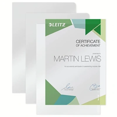 Image of Leitz 41000203 Box of 100 Corner Pockets A4 Clear