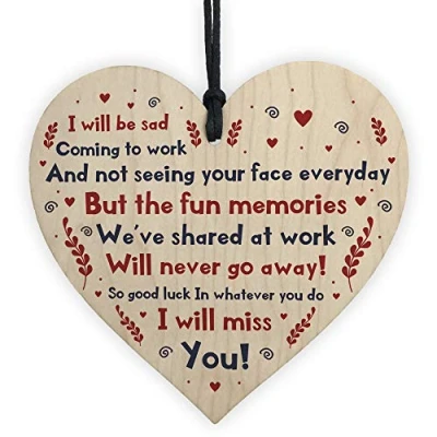 Image of RED OCEAN Handmade Colleague Gift Wooden Heart Leaving For Friend Co Worker