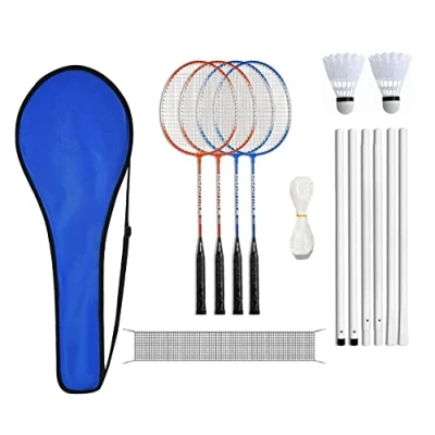 Image of 2 4 Player Badminton Rackets Set for Adults Kids,Family Back Garden Sports Games,Racquets,Shuttlecocks &amp; Carry Bag Included