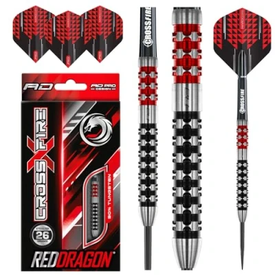 Image of RED DRAGON Crossfire 26 Gram Premium Tungsten Darts Set with Flights and Stems