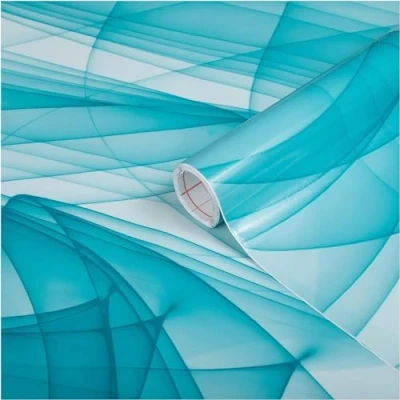 Image of d c fix vinyl wrap Murano blue trendyline patterned 45 cm x 1,5 m sticky back plastic roll for furniture, kitchen &amp; cupboards contact paper sticker self adhesive film