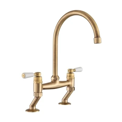 Image of Rangemaster TBL3AB/WH Belfast Traditional Antique Brass Tap, White