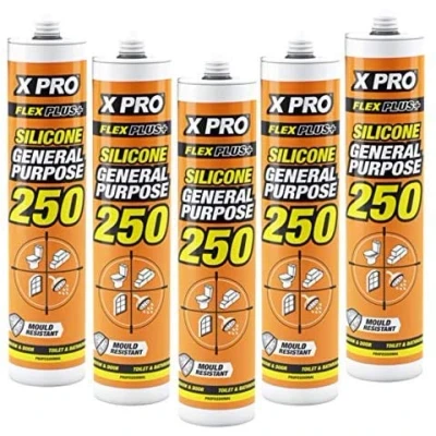 Image of 5 x XPRO General Purpose Silicone Sealant Multipurpose Sealant, White