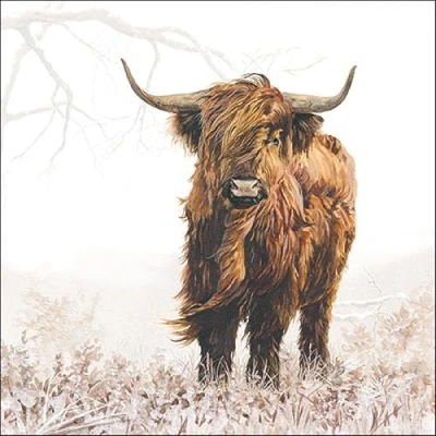 Image of 20 Ambiente Paper Napkins &quot;Highlander&quot; Table Decoration with Motif Also for Party or Decoupage 33 x cm