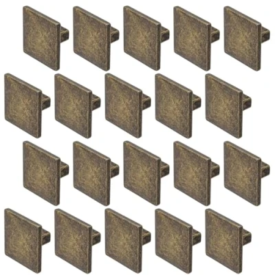 Image of Decoranddecor Calla Square Cabinet Knob Door Pull Handle Kitchen Cupboard Furniture Drawer (20 Pack, Antique Brass)