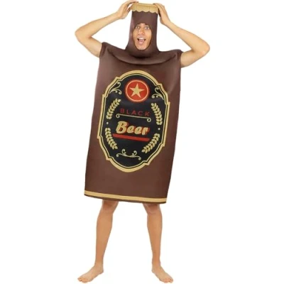 Image of Funidelia Bottle of Beer Costume for men and women Drink, Alcohol, Food, Pint adults, accessory fancy dress &amp; props Halloween, carnival parties One Size Green