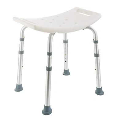 Image of Arebos Shower stool Height adjustable Aluminum frame Anti slip rubber feet seat with safety handles aid chair Bath