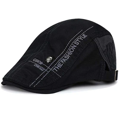 Image of Kuyou Unisex Gatsby Flat Cap Ivy Peaked Cap, black, One Size