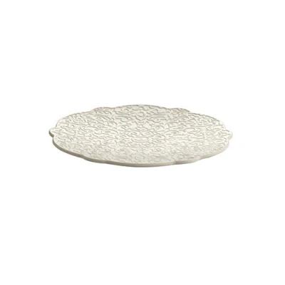 Image of Alessi Dressed en Plein Air MW72 / 77 W Design Saucer for Coffee with Relief Decoration, Melamine, White