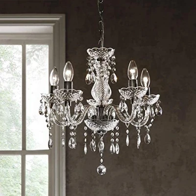 Image of Tuscany 5 Light Ceiling Chandelier Acrylic Droplets Clear
