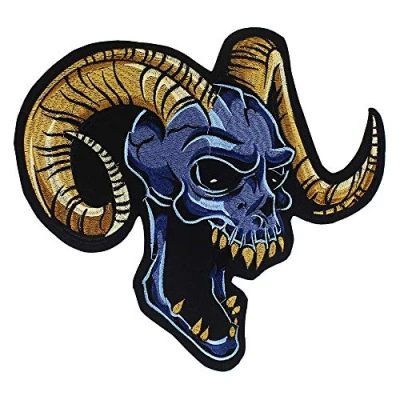 Image of EMDOMO Sheep Skull Embroidery Applique Stickers Iron on Patches DIY for Clothes Jacket Badge 1 piece