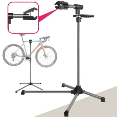 Image of TecTake® Bike Repair Stand Jan, Up To 45 kg Suitable for All Standard Frame Sizes, Stable Assembly Stand, Folding and Hight Adjustable, 360 Rotation, Incl. Tool Tray 90x60x155cm