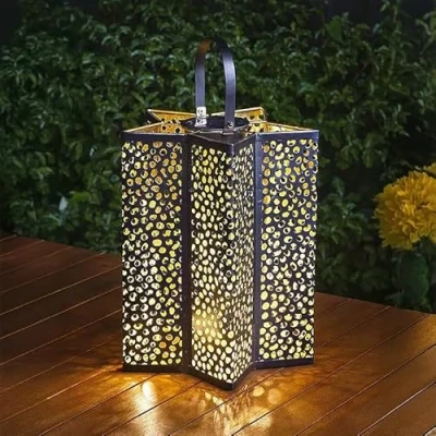 Image of Garden Mile Turkish Style Solar Lantern with Warm White LEDs, Silhouette Effect Star Lamp Casting Shadows, Beautiful Lighting for Indoor Outdoor Patio, Gardens, Conservatories (Celeste XL)