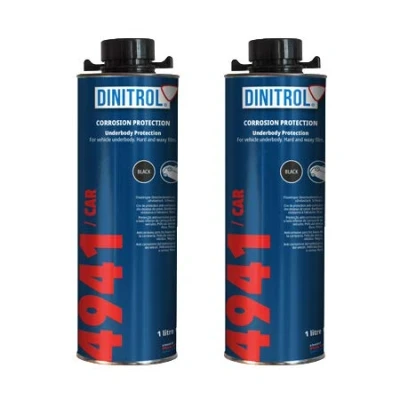 Image of REJEL DINITROL 4941 BLACK UNDERBODY WAX 2 x 1 Litre CANS (with Schutz style screw cap)
