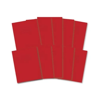 Image of Hamelin A5 Exercise Books, 48 Pages, Red, Pack of 10 for School, 8 mm Ruled and Margin (9 x 7)