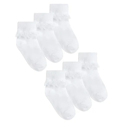 Image of Undercover 6 Pairs Kids Lace Socks 43B187 White 12.5 3.5