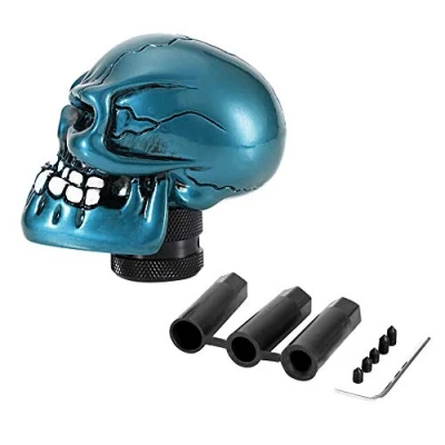 Image of EBTOOLS Skull Gear Knob Shifter,Skeleton Head Car Modified Shift Stick Lever Shifter Universal Cyan