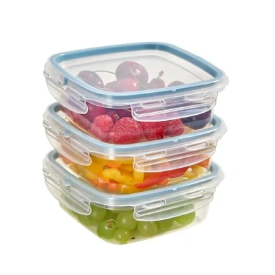 Image of Snips SnipsLock Square Fridge Container 0,50 litrers Microwave Container, Set 3 pcs. 4 Safety Locks 14.7 x 8 cm Made in Italy
