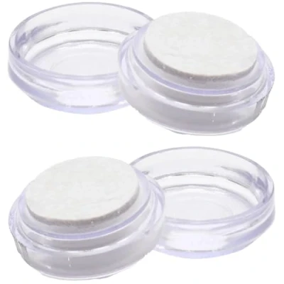 Image of Merriway BH04569 (4 Pcs) Castor Cups with Felt Pad, Outer Dimension 68 mm (2.5/8 inch) Clear Pack of 4 Pieces