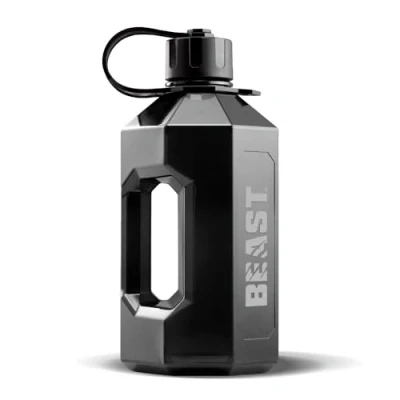 Image of Alpha Designs XXL Gym Water Bottle 2L 2.4 Litre / 2400ml Large Jug BPA Free &amp; Leakproof Sports Keg Eddie Hall &#039;Beast&#039; Edition Smoke
