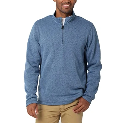 Image of Wrangler Authentics Men&#039;s Long Sleeve Fleece Quarter Zip Shirt, Riviera, Medium