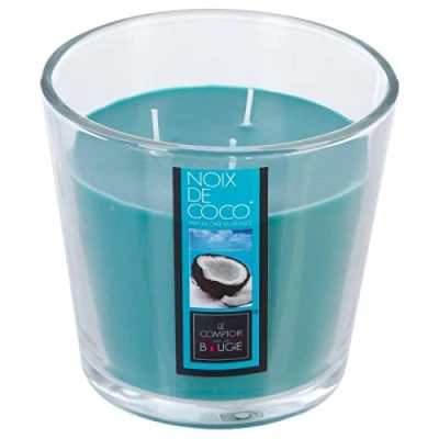 Image of Coconut 3 Wick Candle 500g with Glass Vase.